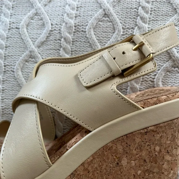 Vince Camuto Cream Wedge Sandals Leather “Diliah” Style, Various Sizes - Picture 7 of 14